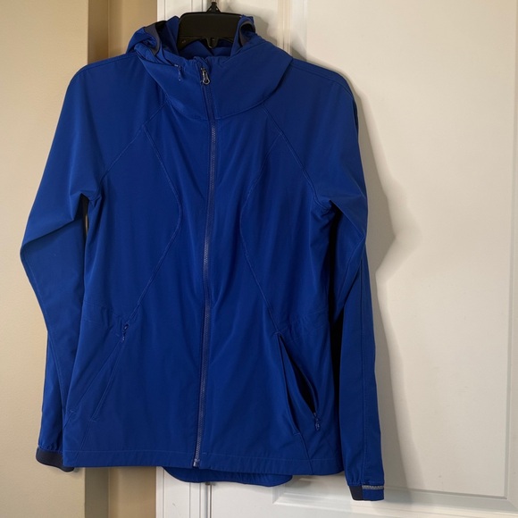 Lululemon Jacket Go The Distance Hooded Running Reflective Pockets Blue Womens 6